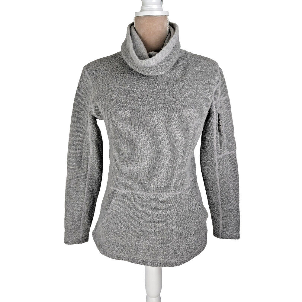 Smartwool Women's Hudson Trail Gray Pullover Fleece Turtleneck Sweater Size XS